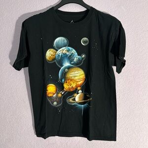 Disneyland Walt Disneyworld Space Planets Mickey Mouse Graphic Tee Shirt